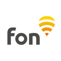 Fon logo with orange/yellow ombre stripped location icon to the right of the company name.