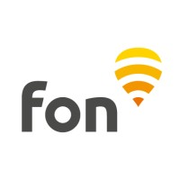 Fon logo with orange/yellow ombre stripped location icon to the right of the company name.