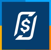 Recargapay logo dark blue background with white icon and multicolour border